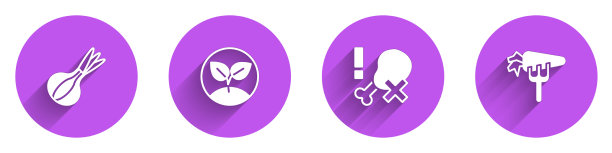 设葱芽无鸡腿和胡萝卜图标图片下载