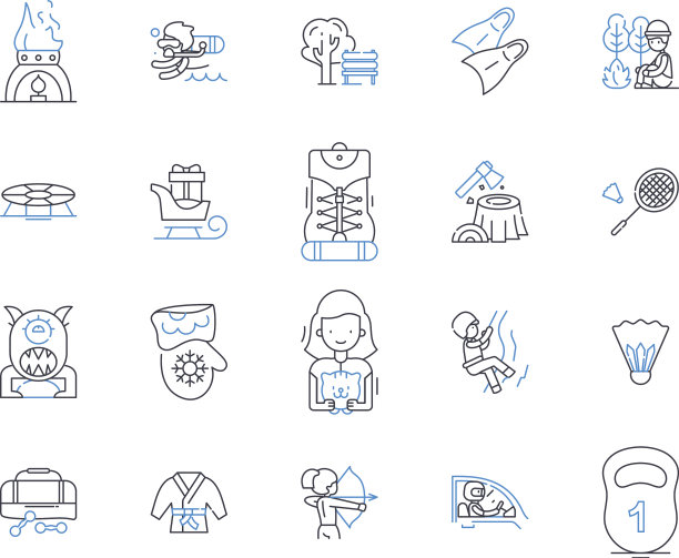 休息时间和运动活动线图标图片下载