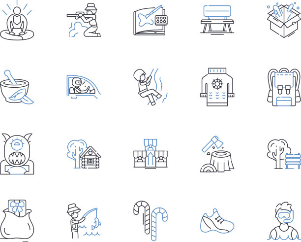 娱乐市场线图标集合图片下载