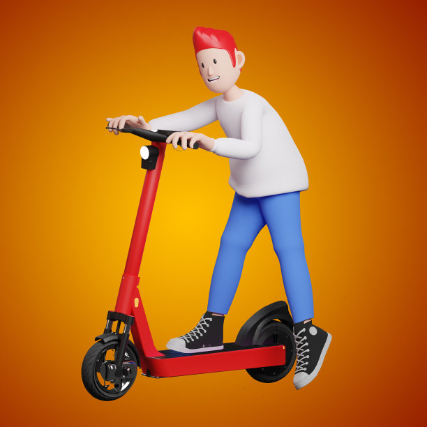 一个孩子在电动摩托车上的3d渲染图片下载