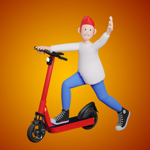 3d渲染的一个孩子在摩托车上与他的手图片下载