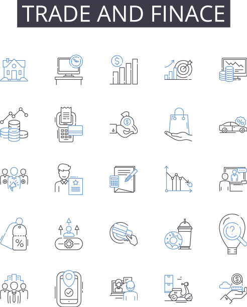 贸易和金融线图标收集商业图片下载