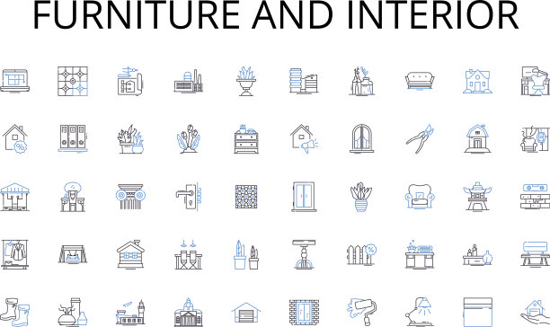 家具和室内线条图标集合图片下载