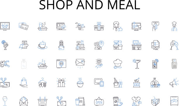 商店和餐饮线条图标系列互助协议图片下载