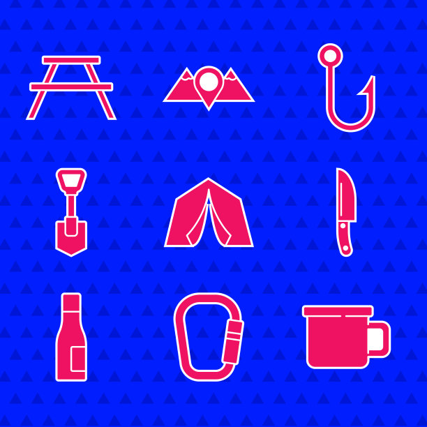 设置旅游帐篷登山锁露营金属杯图片下载