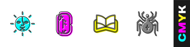 日落魔法符文和古老的魔法书图片下载