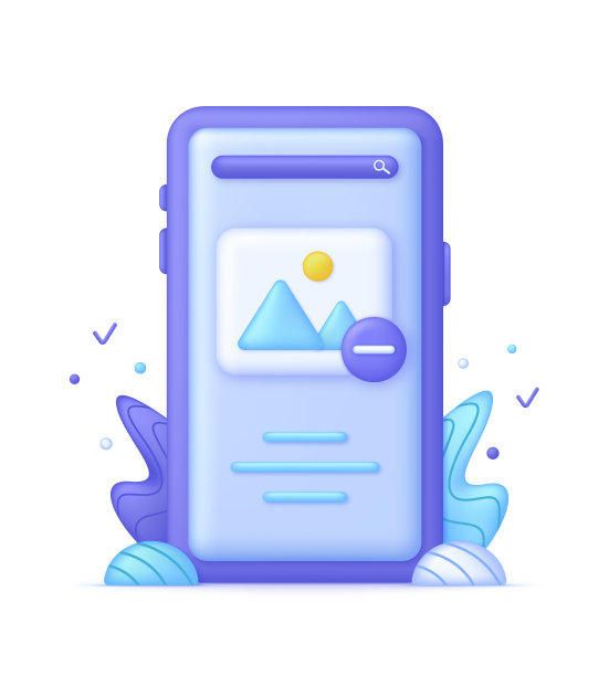 手机上带有负号的3D图片。在图库中添加或删除图像。图片，jpg文件，照片图标。图片下载