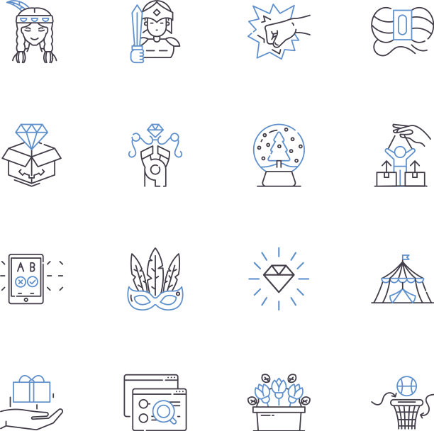 活动线图标收集舞蹈徒步旅行图片下载