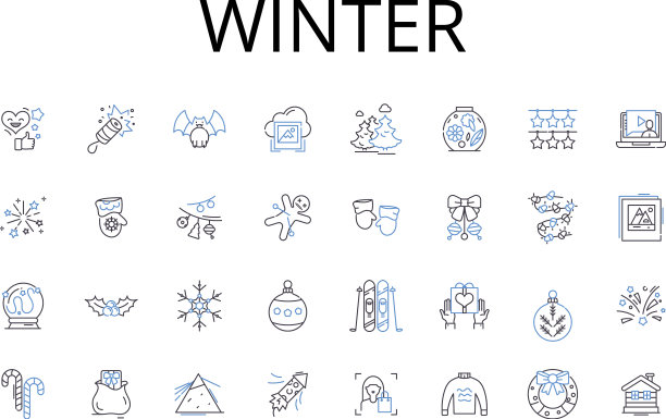 冬季线条图标收集霜冻寒冷图片下载