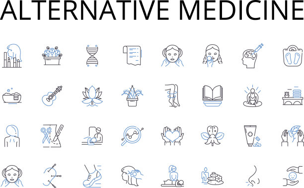 替代医学线图标集合图片下载