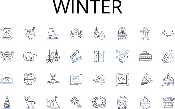 冬季线条图标收集霜冻寒冷图片下载