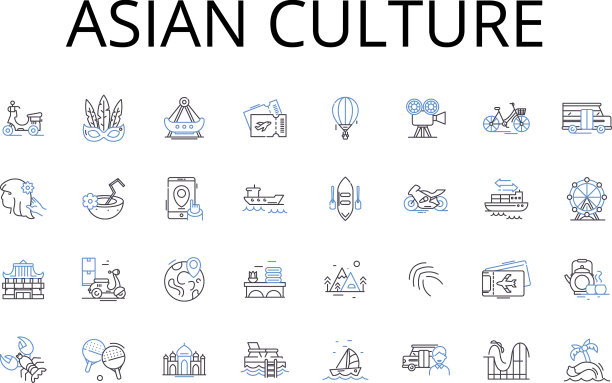 亚洲文化线性图标合集图片下载