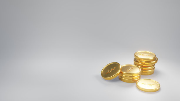 3d卡通的金币堆叠在平原的背景图片下载