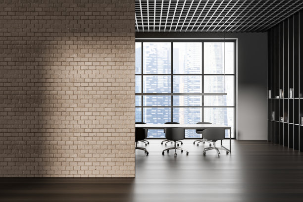 灰色和米色砖砌会议室图片下载