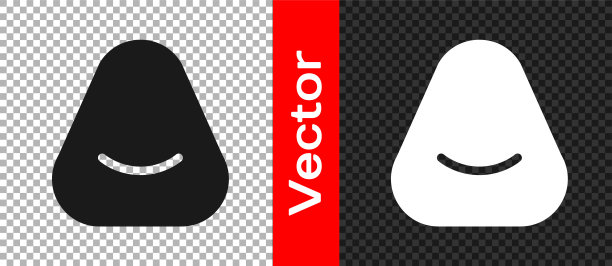 黑色蒲团图标隔离在透明的背景。柔软的椅子。把袋子放在座位上。舒适的家具扶手椅。向量图片下载