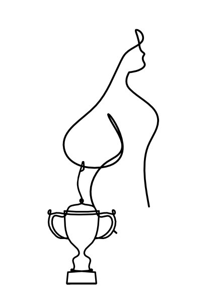 女子剪影身体与奖杯作为线条画的图片图片下载