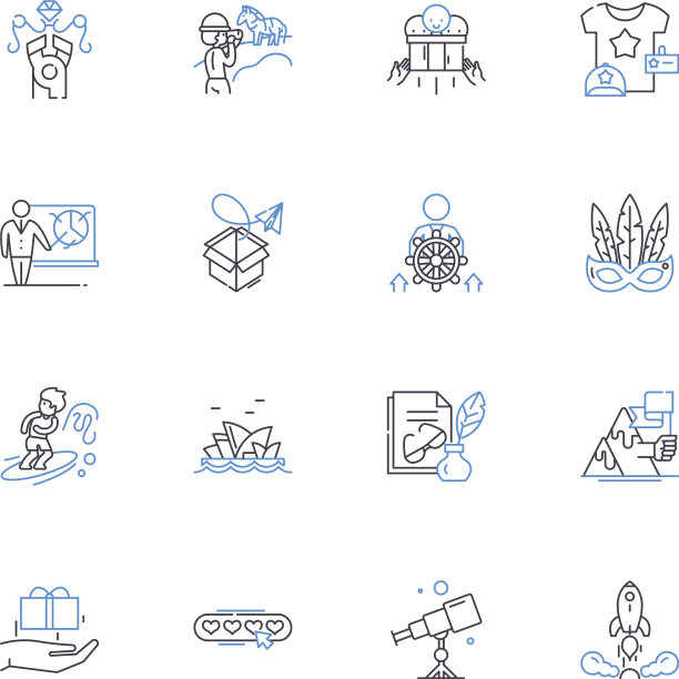 温泉休息线图标集合撤退图片下载