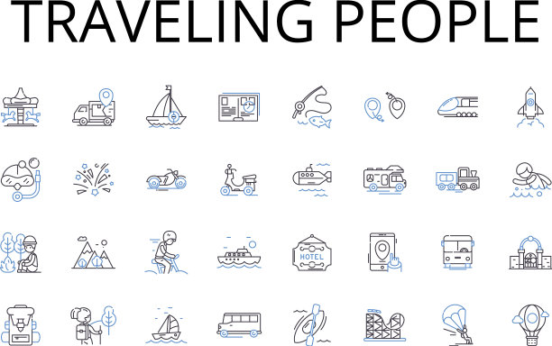 漫游旅行人物线性图标合集图片下载