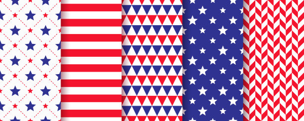 7月4日无缝图案。美国蓝色，红色背景。矢量插图。图片下载