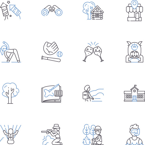 活灵活现的消遣行图标收藏徒步旅行图片下载