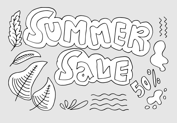 一套夏季销售涂鸦收集横幅设计模板。图片下载