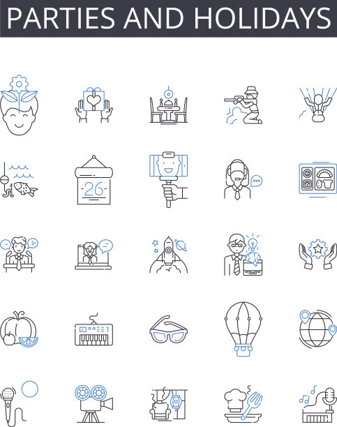 聚会和假期线图标收集图片下载