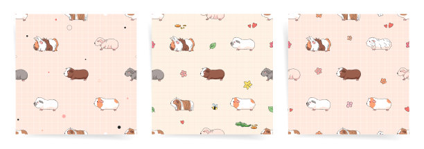 天竺鼠最小的天然无缝图案。矢量纹理图形织物，壁纸，装饰儿童背景。图片下载
