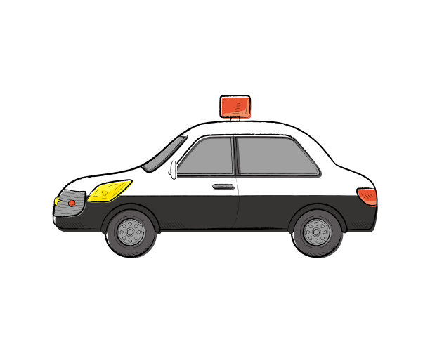 工作车，警车，手绘矢量插图图片下载