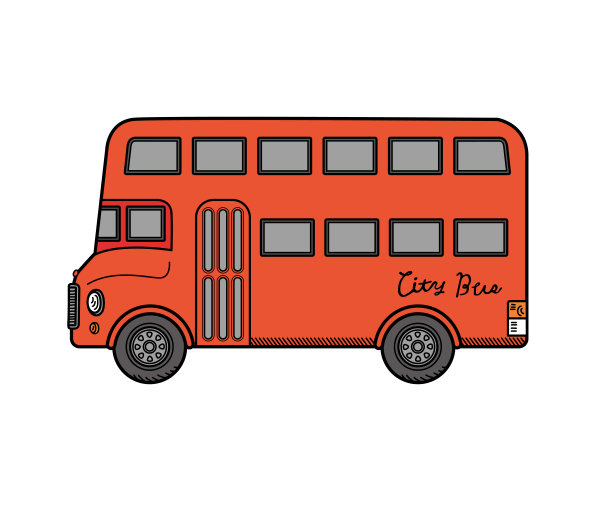 工作车公交车矢量插图图片下载