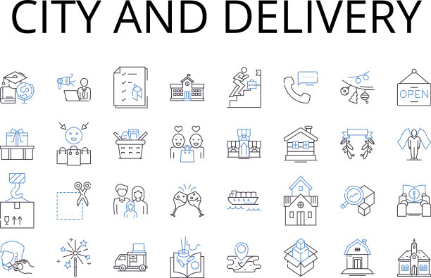 城市和交付线图标收集图片下载