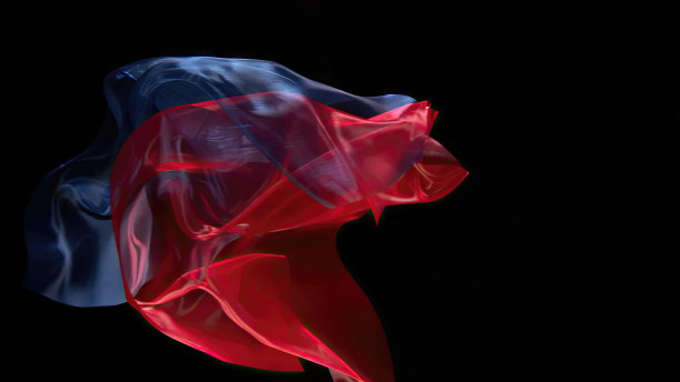 红色和蓝色的丝绸在飞舞图片下载