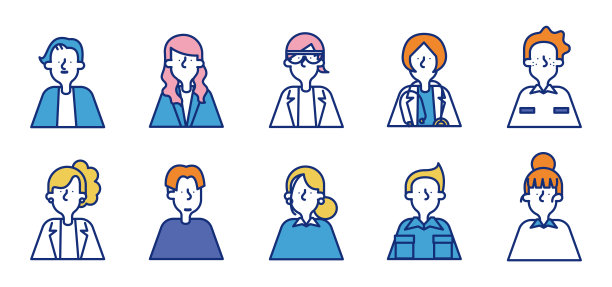 简单的图标集的男人和女人的各种职业B图片下载