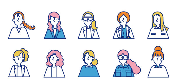 种类繁多的职业女性简单图标集B图片下载