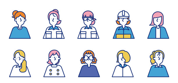 种类繁多的职业女性简单图标集A图片下载