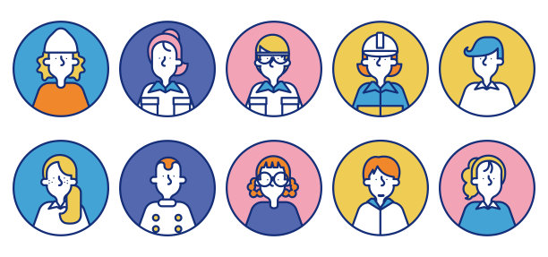 简单的图标集C(圆形)的男人和女人的不同职业图片下载