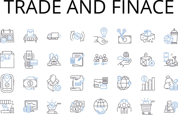 贸易和金融线图标收集商业图片下载