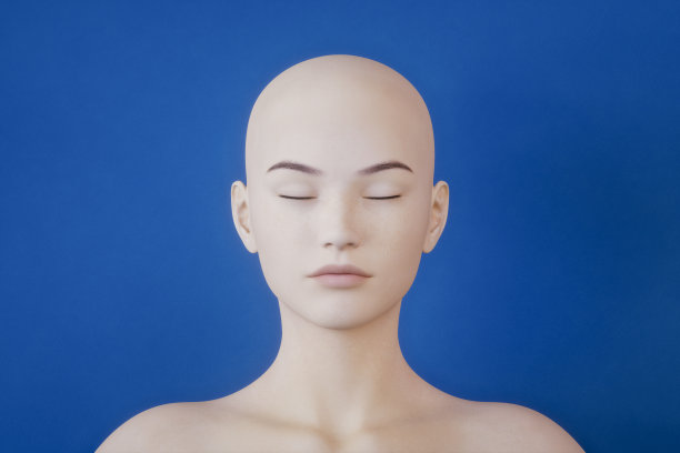 闭着眼睛的半机械人图片下载