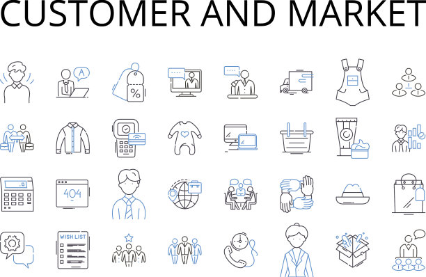客户和市场线图标收集图片下载