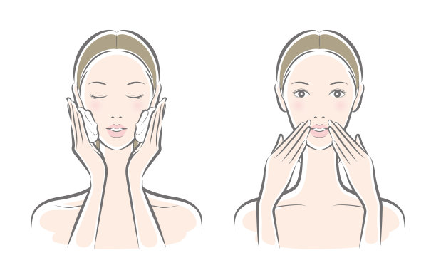 矢量插图的女人做皮肤护理。图片下载