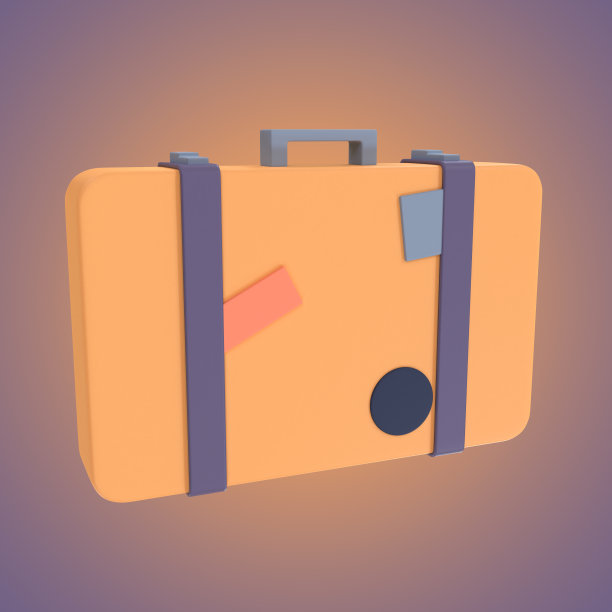 彩色行李箱与标签3d插图图片下载