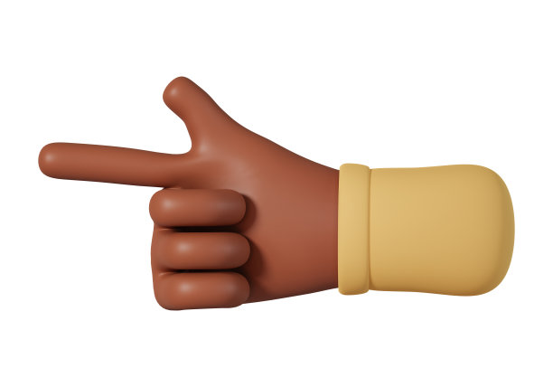 用手指指向侧面的手势，黑色非洲皮肤颜色3d插图孤立在白色背景上。3d非洲手显示到一边图片下载