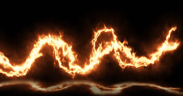 抽象明亮的橙色火焰线光能量神奇的反射和火抽象的背景图片下载