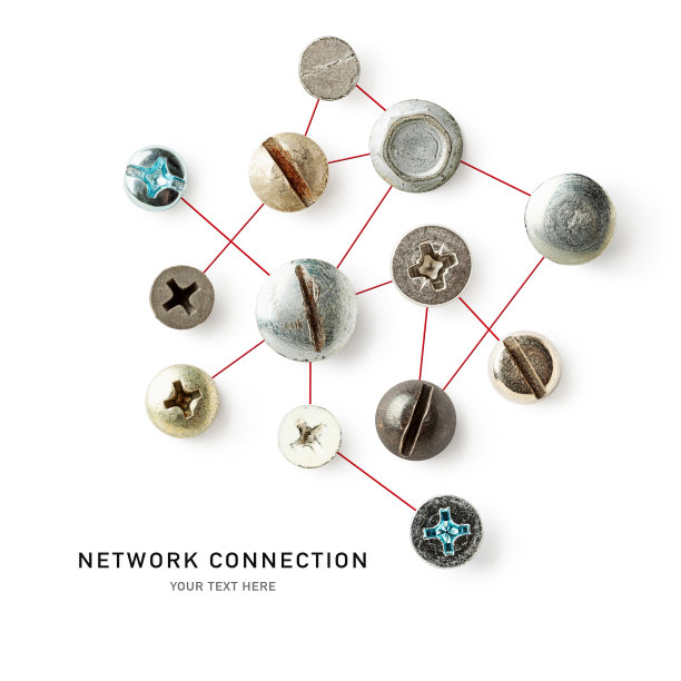 螺丝连接在一起。孤立在白色背景上的物体图片下载