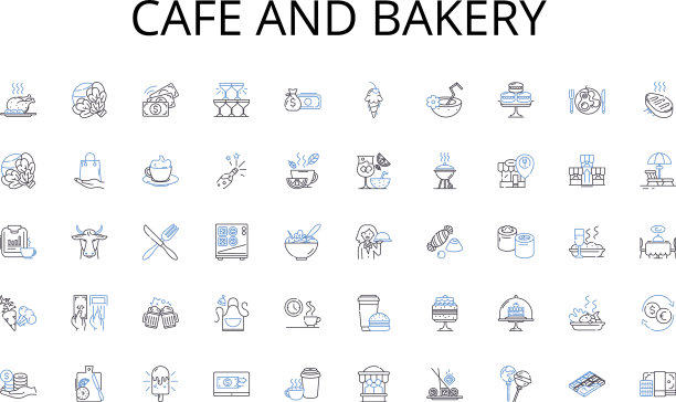 咖啡馆和面包店线icon系列创新图片下载
