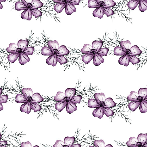 无缝图案与手绘金盏花。图片下载