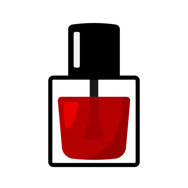 红色指甲油图标与黑色线条的指甲修脚矢量插图图片下载