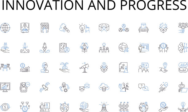 创新和进步线图标集合图片下载