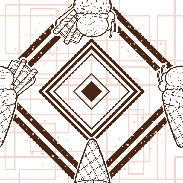 两勺线艺术冰淇淋插图作为无缝表面图案设计图片下载