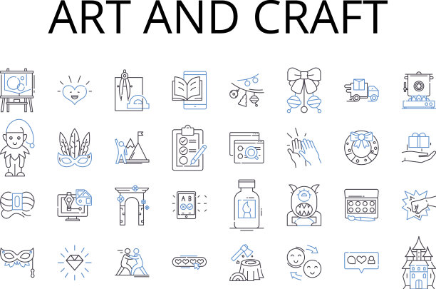 艺术和工艺线图标收集手工艺品图片下载
