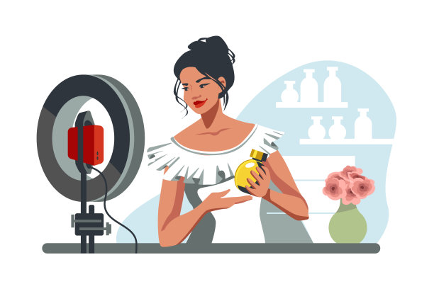 视频博主的作品。女性角色为化妆品做广告，评论香水图片下载